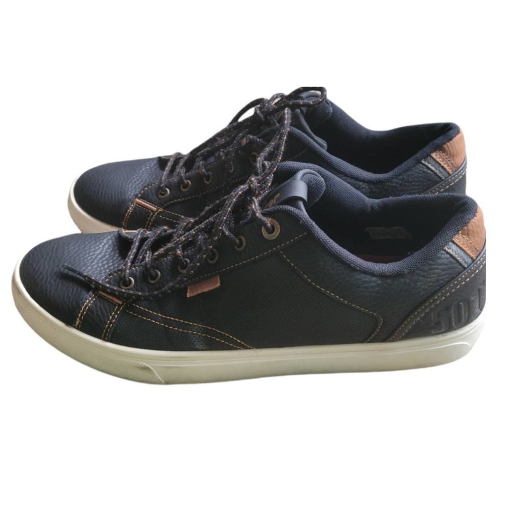 Levi's Men's Jeffrey-Lo-Lux 501 Sneakers Low Top Black and Tan Size 11 - Picture 1 of 5